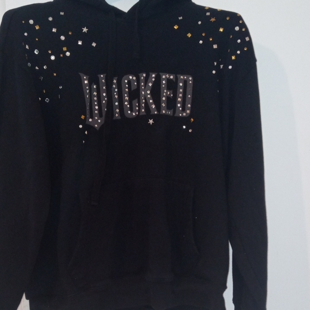 Forever 21 Black Hoodie with Gold 'Wicked' Design